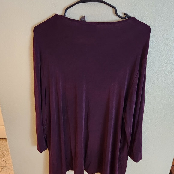 Chico’s Travelers Long Sleeve Purple Slinky Asymmetrical Tunic Acetate Top - Picture 7 of 8